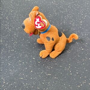 Ty Brown Plush Dog with Blue Collar and Red Tongue